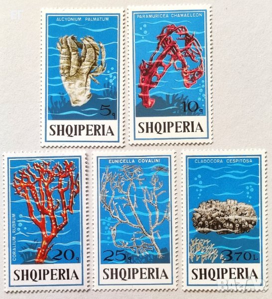 Албания, 1975 г. - пълна серия чисти марки, корали, 2*4, снимка 1