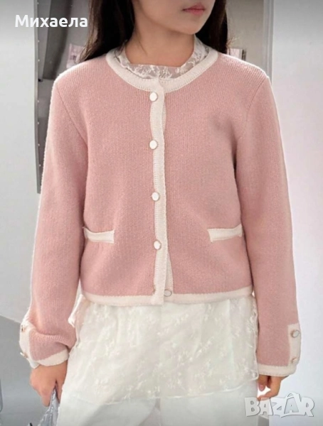 Розова жилетка с бели акценти , снимка 1