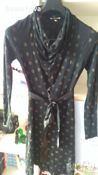 Черна рокля на златисти точки Reflex, снимка 1