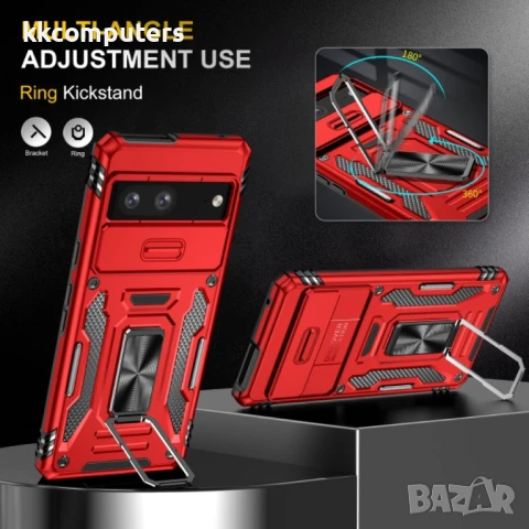 Google Pixel 9 Pro / Pixel 9 Удароустойчив Ring Holder Калъф и Протектор, снимка 3 - Калъфи, кейсове - 51122655