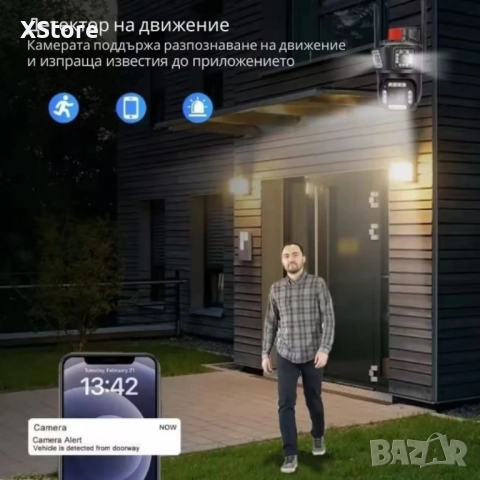 Тройна Smart WiFi безжична IP камера с 12MP и нощно виждане, снимка 6 - IP камери - 52457360