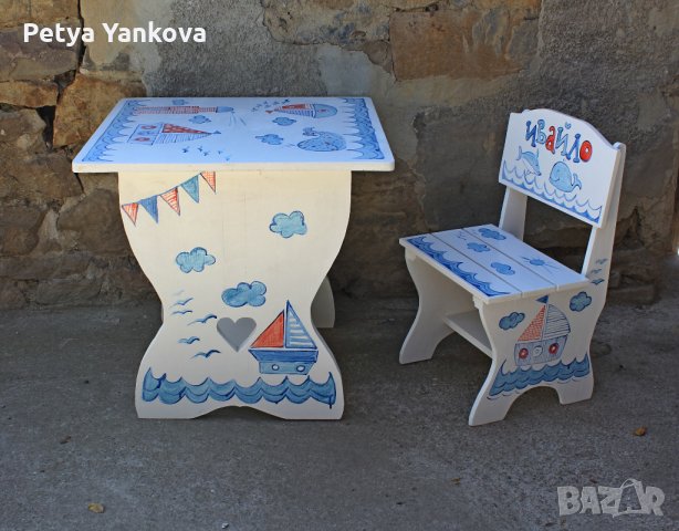 рисувана маса и стол, снимка 2 - Мебели за детската стая - 33753857