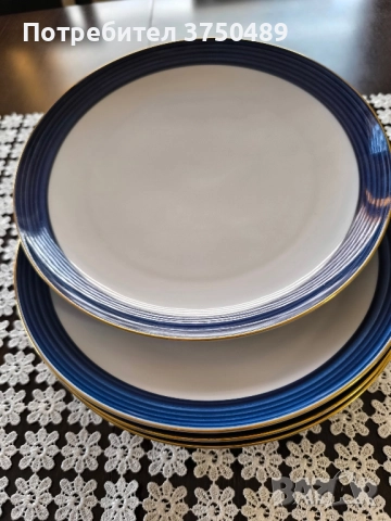 Сервиз за хранене със син и златен кант -20 части , снимка 5 - Сервизи - 52208210