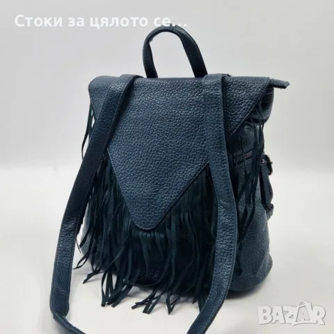 Дамска раница от еко кожа с ресни – бохо стил 36×30×16 см, снимка 8 - Раници - 55043899