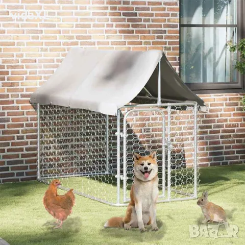 vidaXL Дворна клетка за кучета с покрив, 200x100x150 см, снимка 2 - За кучета - 56146209