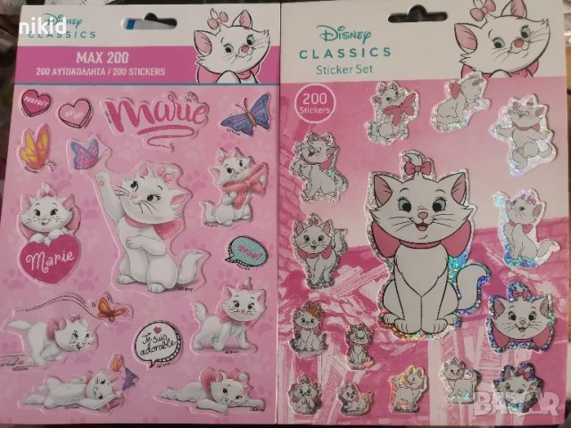 200 бр Коте Мари Marie cat книжка албум самозалепващи лепенки стикери 
