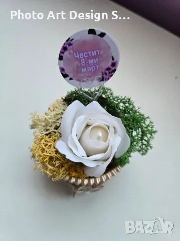 ~•°Кашпа със скандинавски мъх и сапунена роза °•~, снимка 6 - Декорация за дома - 48862456