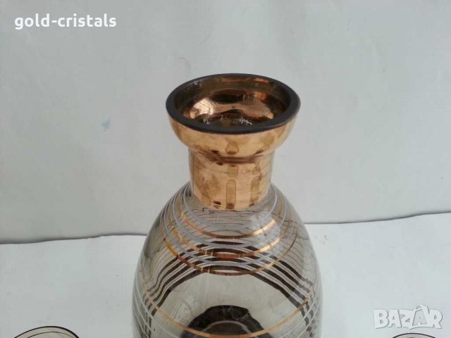 Ретро стъклени чаши и гарафа цветно стъкло , снимка 9 - Антикварни и старинни предмети - 31027824