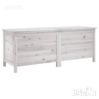 vidaXL Градинска кутия за съхранение бяла 150x50x56,5 см чам масив（SKU:364757）, снимка 1 - Градински мебели, декорация  - 48780551