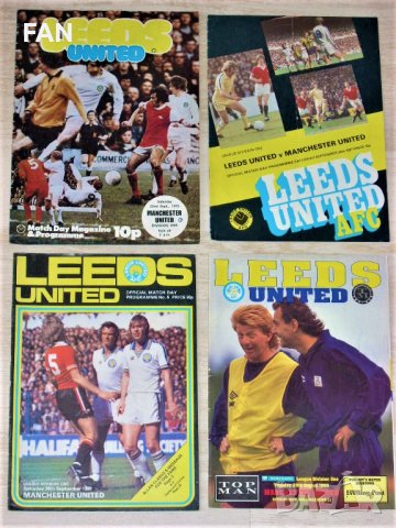 Лийдс - Манчестър Юнайтед оригинални футболни програми от 1973, 1977, 1980 и 1990 г.
