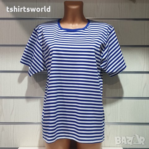 Нова дамска моряшка класическа тениска, Памук