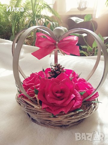 Изработвам цветя от креп хартия. , снимка 8 - Декорация за дома - 21557737
