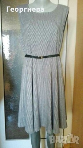 Еластична, плътна рокля в синьо и сиво, голям размер👗🍀2XL👗🍀арт.1054, снимка 1 - Рокли - 29660729