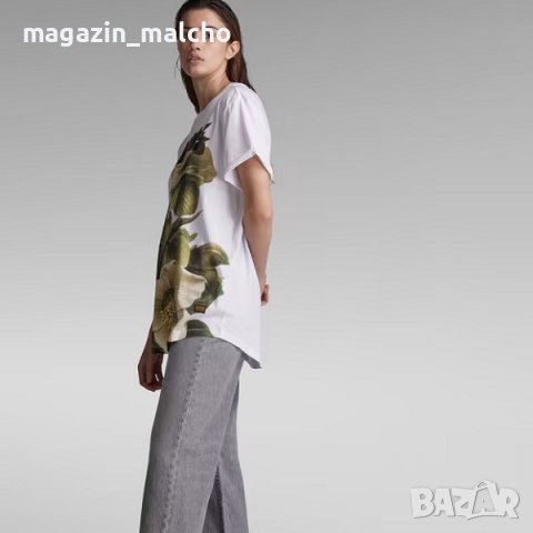 ДАМСКА ТЕНИСКА – G-STAR RAW LASH FEM FLOWER PHOTO GRAPHIC TOP; размери: S, снимка 3 - Тениски - 39235534
