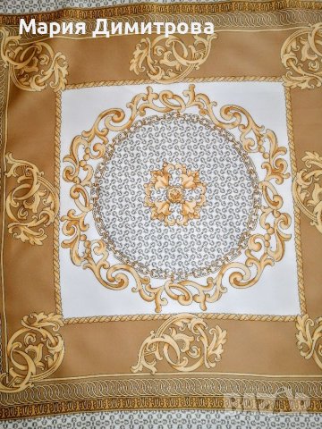 Колекционерски шал в бежово и златно, снимка 2 - Шалове - 37340634
