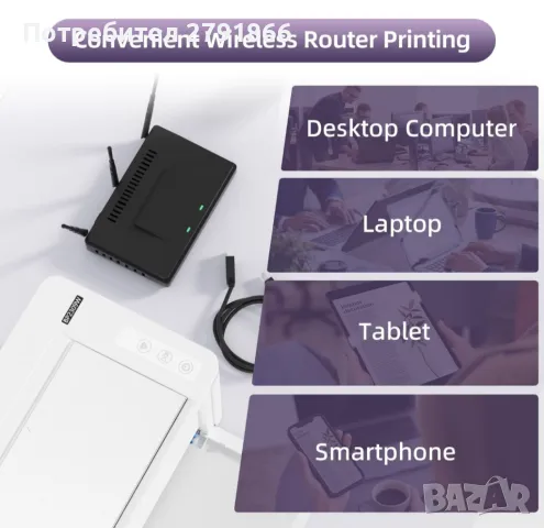 Безжичен лазерен принтер PANTUM BP2309W, WIFI, BT и USB, 20 стр./мин, черно-бял принтер A4 НОВ, снимка 8 - Принтери, копири, скенери - 48893848