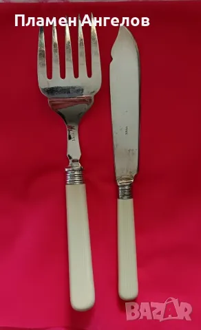 Посребрени нож и вилица за риба, снимка 2 - Антикварни и старинни предмети - 50007891