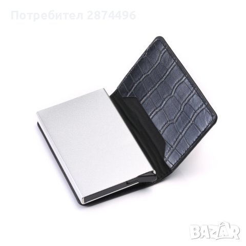 4041 Черен портфейл за кредитни карти със защита, снимка 7 - Портфейли, портмонета - 42149071