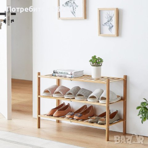 Бамбукова етажерка за обувки, снимка 4 - Шкафове - 42527457