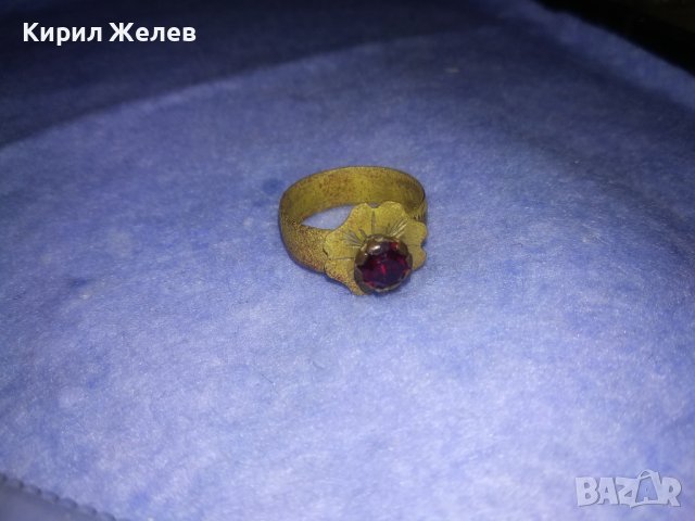 СТАРИНЕН СКЪПОЦЕН ФЛОРАЛЕН БРОНЗОВ РЕТРО ПРЪСТЕН - ЦВЕТЕ РЪЧНО ОРНАМЕНТИРАН с ФАСЕТИРАН ГРАНАТ 36617, снимка 11 - Антикварни и старинни предмети - 39723265