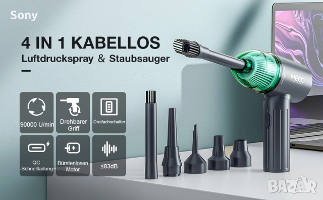 MECO ELEVERDE 4 в 1 електрическа прахосмукачка, снимка 3 - Прахосмукачки - 52690158