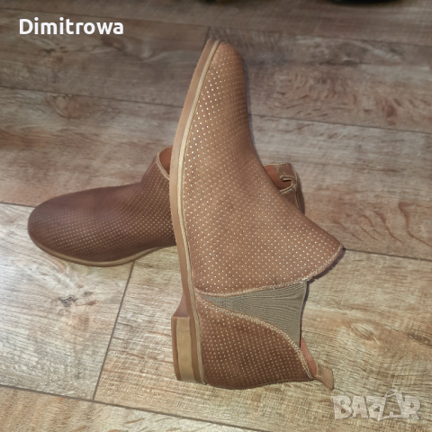 н.42 COX Chelsea Ankle Suede Leather Boots Women Beige 