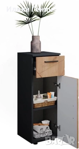 Шкаф за баня Vicco Midi, златен дъб / антрацит, снимка 4 - Шкафове - 52219002