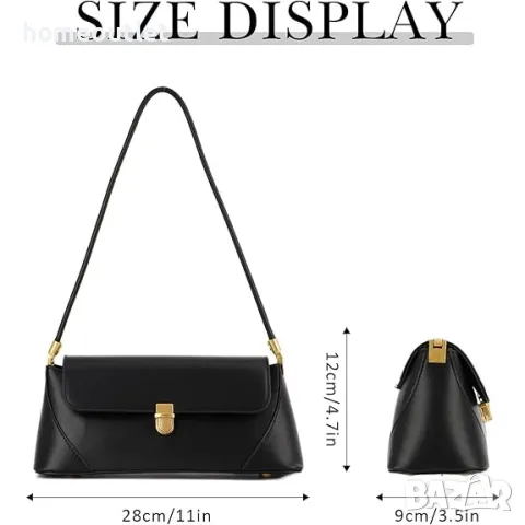 Елегантна дамска чанта в черно със златисти елементи TRAVISTAR, X0018AAI6Z, снимка 4 - Чанти - 49129722