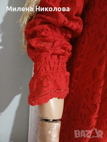 Червена рокля дантела, снимка 4 - Рокли - 52135819
