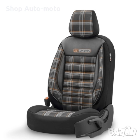 К-т Луксозна Тапицерия Automat-OTOM, Текстил с еко кожа, GTI SPORTS Design, Черна с оранжев шев, снимка 2 - Аксесоари и консумативи - 52793103