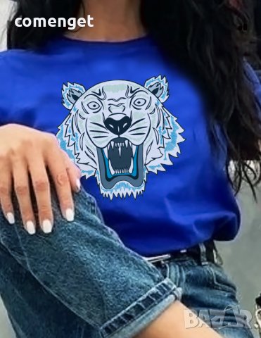 ХИТ! Дамски тениски с TIGER Paris BLUE! Поръчай с твоя идея!, снимка 1 - Тениски - 28918284