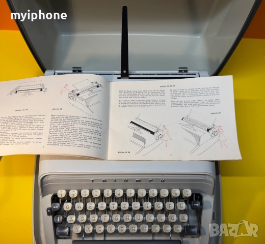 Пишеща Машина Triumph Gabriele 10 Клавиатура Qwertz Латиница Топ Състояние Обслужена 1960 година !, снимка 4 - Антикварни и старинни предмети - 52398347