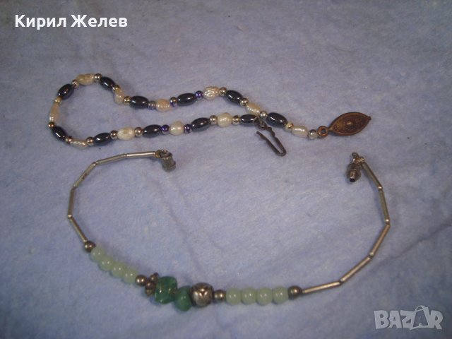 2 МЪНИСТЕНИ ХЕНД МЕЙД АРТ ГРИВНИЧКИ с ХЕМАТИТ и ПЕРЛИЧКИ и НЕФРИТ 15325, снимка 3 - Гривни - 37045908
