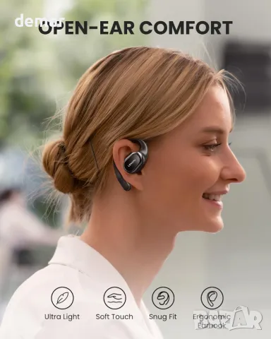 Слушалки LeMuna Open Ear Bluetooth 5.4, безжични слушалки с куки за уши, сензорно управление, снимка 2 - Безжични слушалки - 47314240