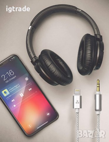 AUX кабел за iPhone - Lightning port към 3.5мм AUX - 1м, снимка 2 - Други - 40383318