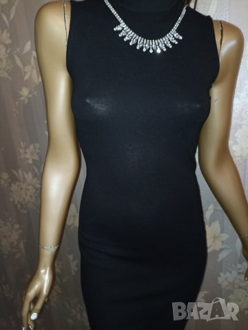 Anna Fleid- XS,S- Стилна  нова с етикет официална черна рокля по тялото от стегнато трико с бижу, снимка 14 - Рокли - 38211354