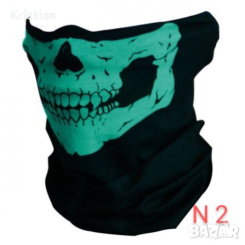 Бандана със зелен череп- спорт, тренировка, фитнес, бягане, снимка 2 - Други спортове - 31000972