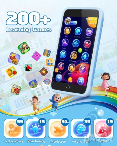 Детски смартфон, 3,97" сензорен екран, обучаема играчка с двойна камера, 210+ игри, снимка 2 - Електрически играчки - 55855780