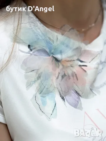 АVIN Топ Spring с 3D флорална скица, снимка 4 - Тениски - 50042925