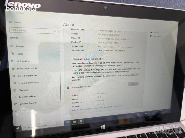 Lenovo miix 2-10” таблет 2в1, снимка 6 - Лаптопи за работа - 51785800