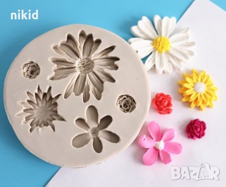Маргаритка Хризантема розичка цветя силиконов молд форма фондан шоколад смола гипс украса декор 