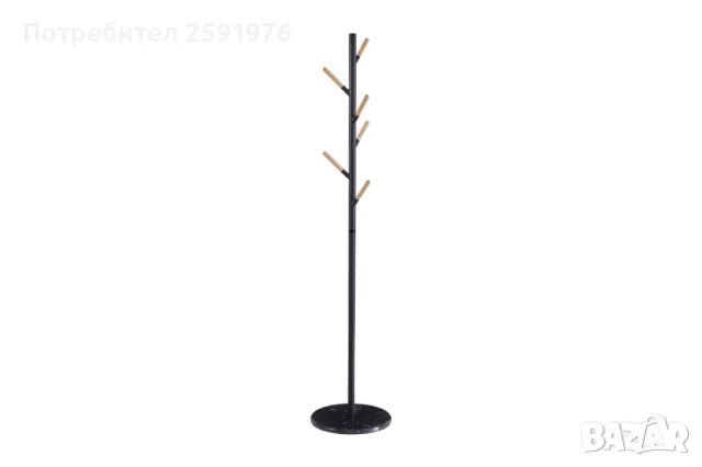 Модерна закачалка Puzzle-home Ponziele, Метал, Черен, D37x174cm, снимка 1