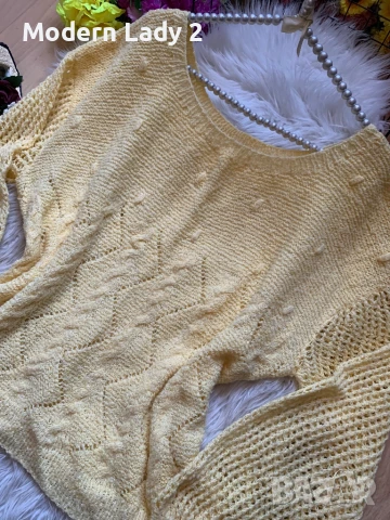 Жълт пуловер, снимка 2 - Блузи с дълъг ръкав и пуловери - 50899070