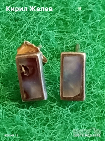 Винтидж сребърни обеци с седеф 38913, снимка 5 - Обеци - 52687006