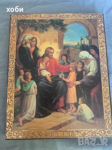 ИКОНА  ХРИСТОС БЛАГОСЛОВЕНИЕ ДЕЦА, снимка 2 - Икони - 51238376