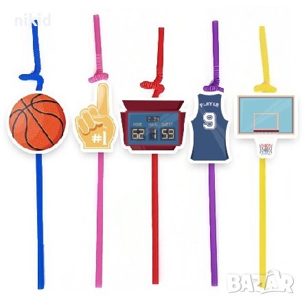 10 бр Баскетбол парти сламки рожден ден топери