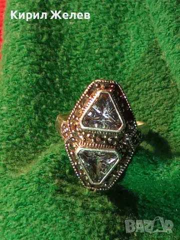 ШАРМАНТЕН СКЪПОЦЕНЕН СРЕБЪРЕН ПРЪСТЕН СРЕБРО 925 с БЯЛА ПОЗЛАТА ЛАБОРАТОРЕН МОЙСАНИТ МАРКАЗИТИ 48743, снимка 17 - Пръстени - 49346500