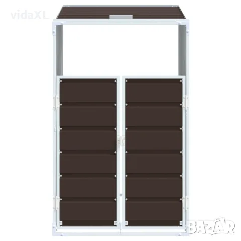 vidaXL Навес за един кош за боклук, Кафяв, 72x81x115 см, стомана, снимка 5 - Кошове за боклук и контейнери - 56147466
