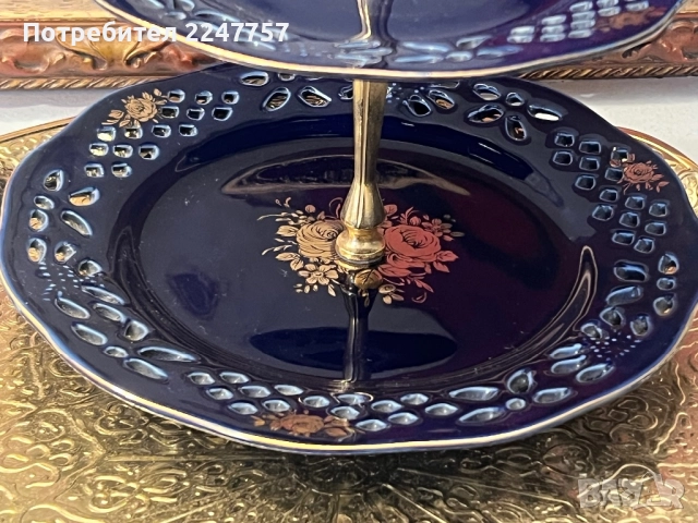 Двуетажно плато Echt Kobalt, снимка 3 - Антикварни и старинни предмети - 52911138