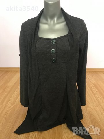 Сива туника с дълъг ръкав, снимка 10 - Туники - 33730835